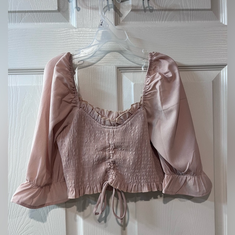 Women’s Cream Smocked Crop Top